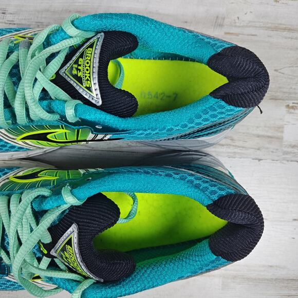 BROOKS Adrenaline GTS 14 Women's Blue Yellow Black Running Shoes Size 9 - Picture 5 of 9